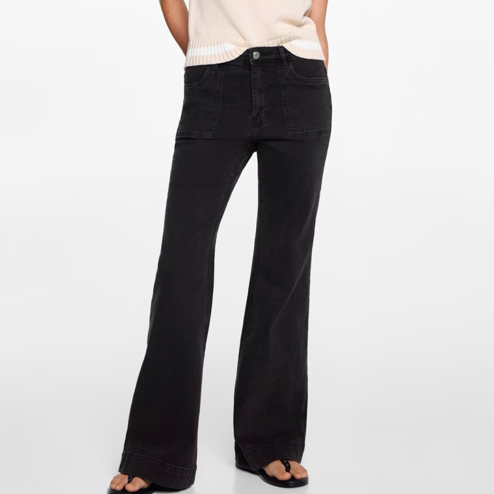 Mango Black Wide Leg Jeans